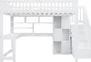 Hochbett mit Schreibtisch, Regal, Schrank, Rausfallschutz, Produktbild-Vorschau 8