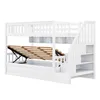 A white bunk bed with a staircase and storage shelves. Anteprima dell’immagine prodotto