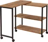 A product shot of a rolling side table with wooden shelves and a black metal frame, isolated on a white background. Voir les images du produit