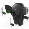 A black car phone mount is shown against a white background. A close-up inset highlights the cable management feature. Produktbild-Vorschau