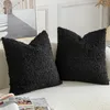 2er Set Kissenbezüge Teddywolle Faux Pelz 60x60 cm Schwarz Produktbild-Vorschau 2