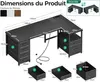 Schreibtisch L Form Stoff Schubladen Aktenschublade USB Produktbild-Vorschau 3