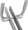 A close-up studio shot of a silver door handle set with a rectangular rosette, viewed from a diagonal angle. Náhled obrázku produktu