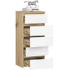 A tall, narrow chest of drawers with a wood-effect frame and white drawer fronts. Produktbild-Vorschau