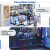 Collage of two images showing different configurations of a desk setup, one L-shaped and one straight, with accompanying text labels. Náhľad obrázku produktu