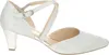 A single silver women's shoe with a heel, shown from the side. Voir les images du produit