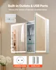 A lighted medicine cabinet with mirrors, showing built-in outlets and USB ports. Náhľad obrázku produktu