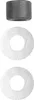 A dark gray cylindrical object and two white ring-shaped objects are arranged vertically against a white background. Produktbild-Vorschau