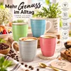 8er Set Kaffeetassen 360 ml – Bunte Keramik Kaffeebecher Produktbild-Vorschau 2