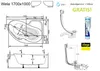 Technical drawing and product components of a bathtub. Produktbild-Vorschau