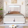 A bedroom scene featuring a bed with LED lighting. Produktbild-Vorschau