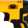 A close-up view of the handle and trigger mechanism of a yellow and black power tool. Produktbild-Vorschau