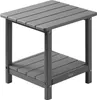 A gray plastic side table with two shelves, shown from a three-quarter angle against a white background. Anteprima dell’immagine prodotto