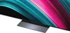 Close-up of the bottom corner of a TV screen and its stand. Produktbild-Vorschau