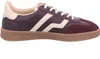 A side view of a burgundy and cream sneaker against a white background. Produktbild-Vorschau
