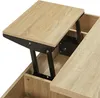 A close-up view of a lift-top coffee table mechanism. Voir les images du produit