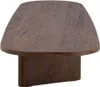 A wooden coffee table with a unique mushroom-like shape. Produktbild-Vorschau