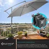 A balcony with a cantilever umbrella and a close-up of the umbrella holder. Produktbild-Vorschau