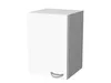 A white kitchen cabinet with a silver handle against a white background. Produktbild-Vorschau