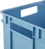 A close-up view of the top corner of a light blue plastic storage box, showing the handle and rim. Produktbild-Vorschau