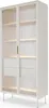 Vitrine LUMI 92 cm Kaschmir Riffelglas LED Gold Hochvitrine Produktbild-Vorschau 1