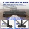A collage showing a vacuum cleaner head with LED lights, and diagrams illustrating its flexibility at 90 and 180 degrees. Produktbild-Vorschau