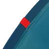A close-up view of a tent's corner, showing a red strap attached to the blue and teal fabric. Anteprima dell’immagine prodotto