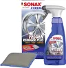 Product packaging and a bottle of wheel cleaner with an accessory sponge. Produktbild-Vorschau
