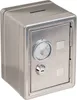 A silver metal piggy bank shaped like a safe. Náhľad obrázku produktu
