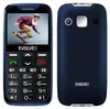 A blue EVOLVEO EasyPhone XR phone is shown from the front and back, with a picture of an elderly man skateboarding on the screen. Náhľad obrázku produktu