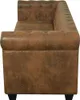 vidaXL Chesterfield-Sofa 3-Sitzer Kunstleder Braun Produktbild-Vorschau 3
