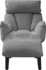 A gray recliner chair with an extended footrest, shown from the front. Produktbild-Vorschau