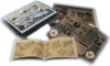 A MERKUR CLASSIC C01 metal construction set is displayed, including its box, open trays of parts, and an instruction booklet showing various models. Produktbild-Vorschau