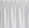 A close-up view of a white curtain with gathered fabric at the top. Produktbild-Vorschau