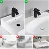 Wasserfall Waschtischarmatur, 304 Edelstahl Schwarz, Produktbild-Vorschau 11
