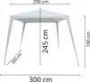 A white gazebo with dimensions indicated by text and lines. Produktbild-Vorschau