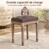 Tabouret Coiffeuse avec Tissu Lin et Pieds en Bois, Banc Voir les images du produit 4