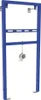 A blue metal frame for a toilet installation, with a white component attached to a hanging rod. Produktbild-Vorschau