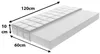 A mattress with dimensions indicated by arrows and text. Produktbild-Vorschau