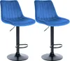 Two blue bar stools with black bases are shown against a white background. Podgląd zdjęcia produktu