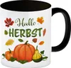 Hallo Herbst Kaffeebecher Schwarz mit hübschen Kürbissen Produktbild-Vorschau 1