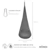 A diagram showing a hanging chair with dimensions and included accessories. Produktbild-Vorschau