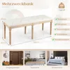 A collage showing a bench, its dimensions, and example use cases in different rooms. Podgląd zdjęcia produktu