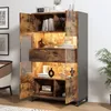 A modern display cabinet with LED lighting, showcasing decorative items and books. Produktbild-Vorschau