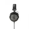 A studio shot of a pair of black headphones against a white background. Produktbild-Vorschau