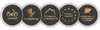 A series of circular badges with icons and text, likely highlighting product features or company values. Produktbild-Vorschau