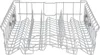 A silver wire basket for a dishwasher, viewed from a slightly elevated front angle. The basket has multiple dividers for organizing dishes. Anteprima dell’immagine prodotto