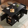 Czarna wyspa kuchenna XL (140 x 40–70 cm) z rozkładanym Podgląd zdjęcia produktu 3