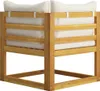 A corner piece of a wooden outdoor lounge set with white cushions, shown from a rear-facing angle against a white background. Náhľad obrázku produktu