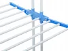 A close-up view of a white and blue foldable vertical clothes drying rack. Produktbild-Vorschau